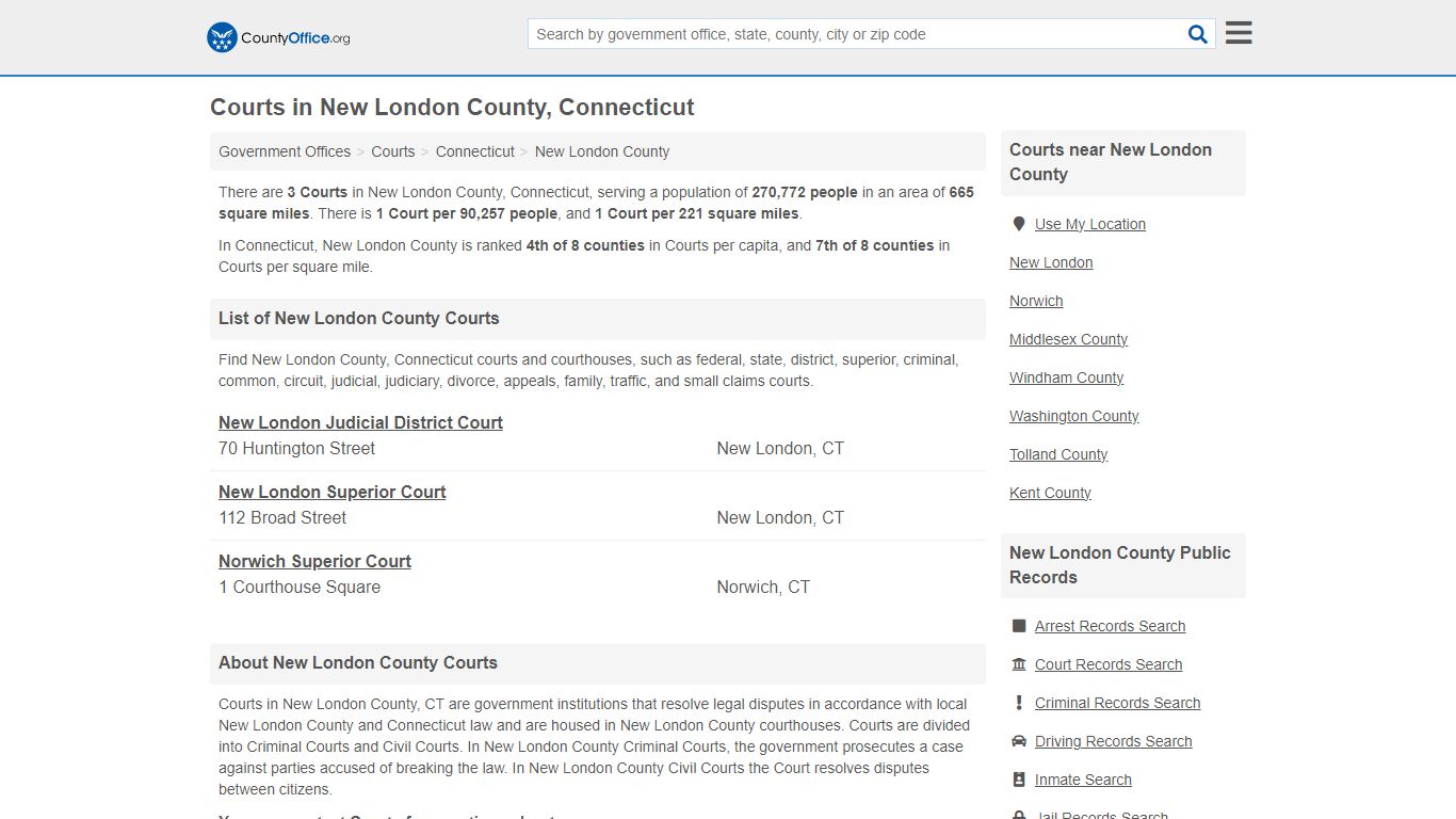 Courts - New London County, CT (Court Records & Calendars)